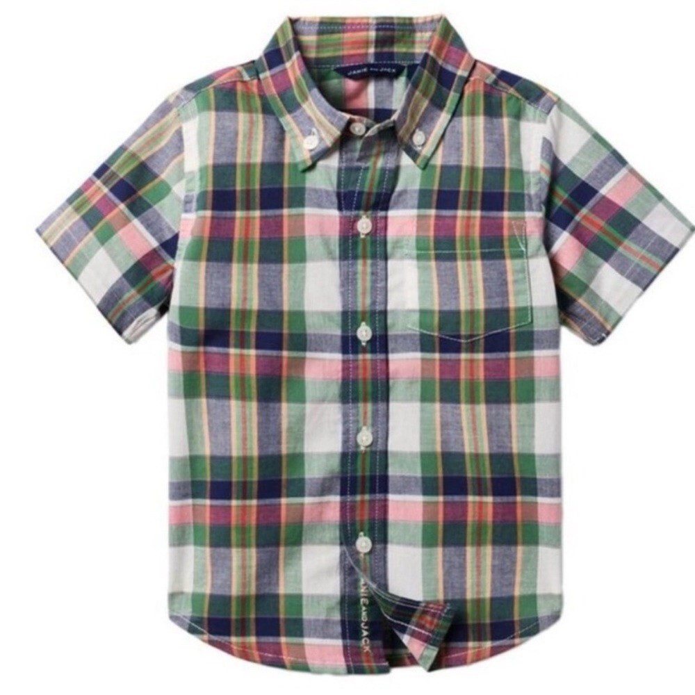 NWT- Janie and Jack Colorful Plaid Button Down Shirt